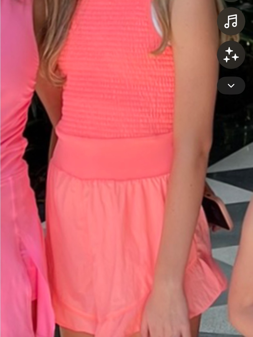 FP Movement by Free People Neon Coral Pink Smocked Tank Dress